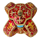 Ruby Azure Solstice | Hand-Painted Glass Ornament | Blubom 2026-147