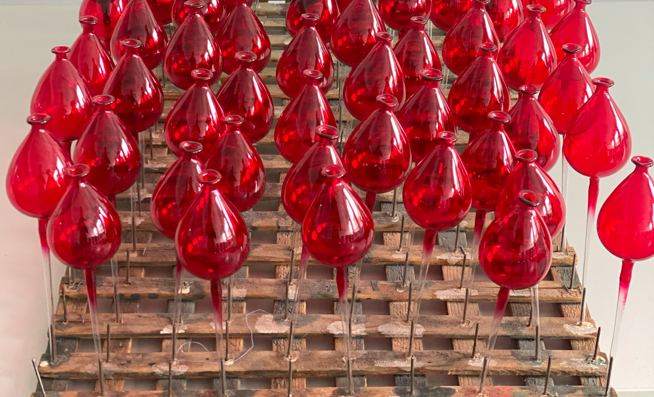 Balloon red. Handmade Glass Christmas ornament.