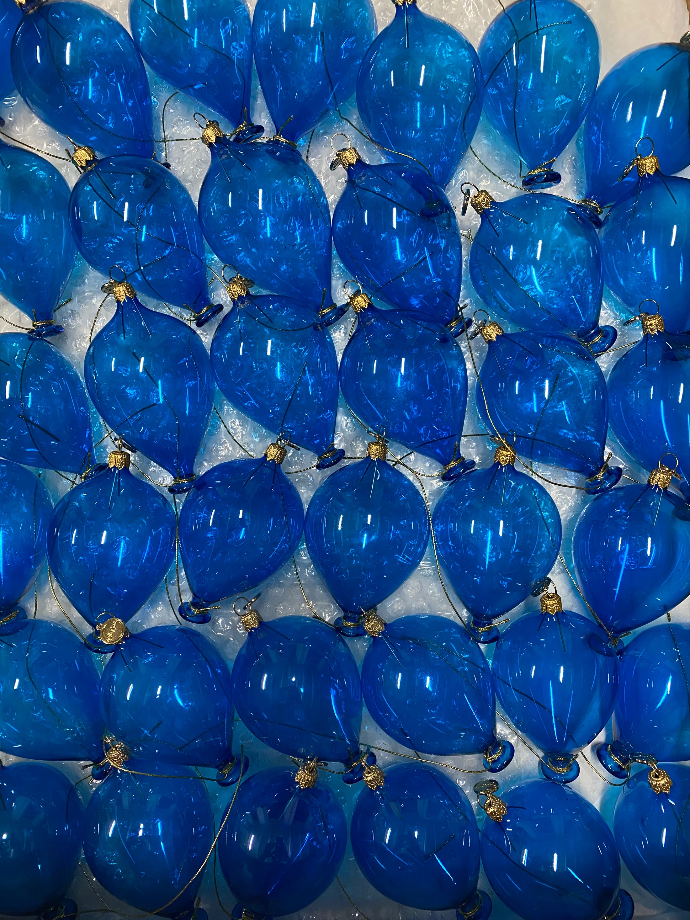 Glass Blue Balloon. Handmade Glass Christmas ornament.