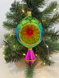 Load image into Gallery viewer, Emerald Glow Retro Glass Reflector Ornament  Handmade Glass Christmas ornament
