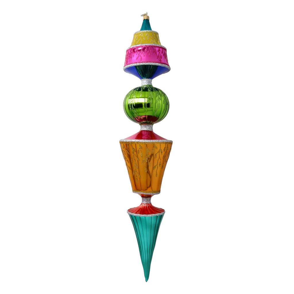 Ruby Azure Solstice | Hand-Painted Glass Ornament | Blubom 2026-147
