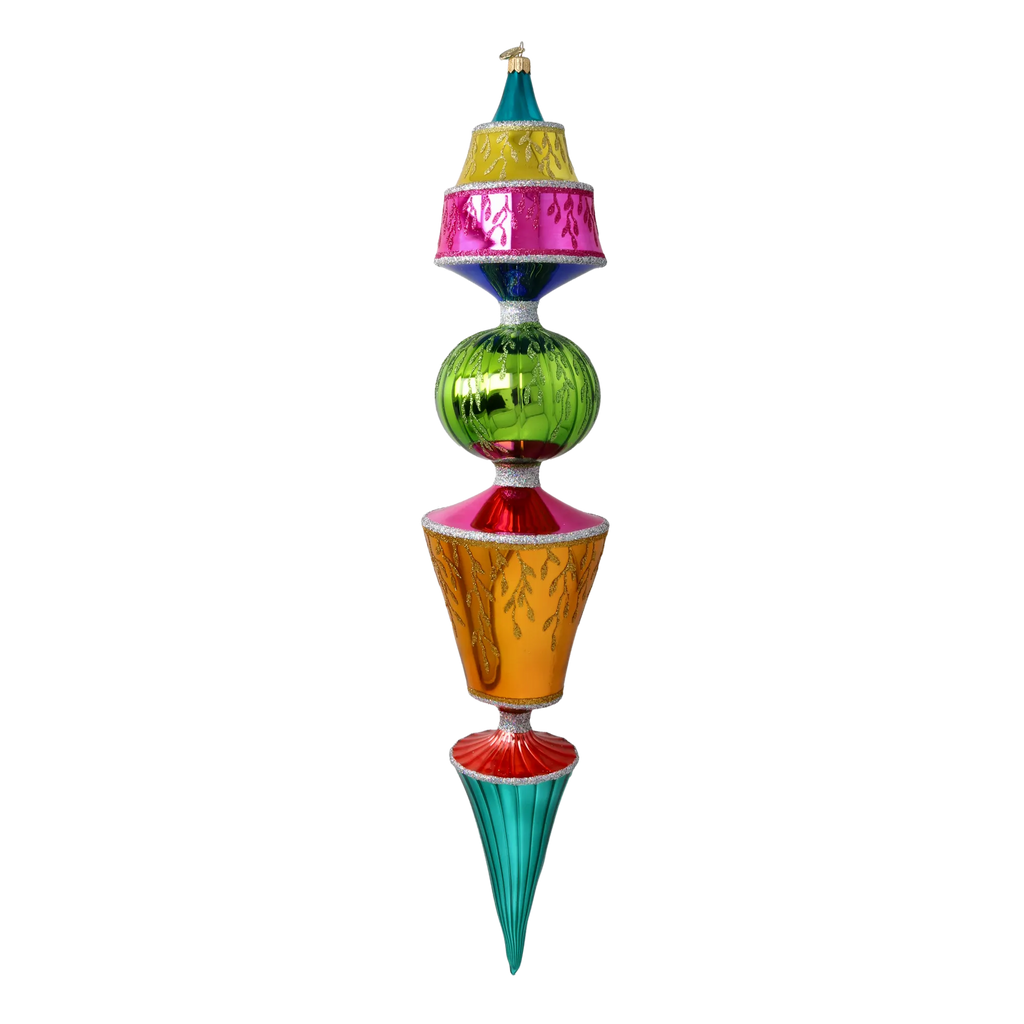 Ruby Azure Solstice | Hand-Painted Glass Ornament | Blubom 2026-147