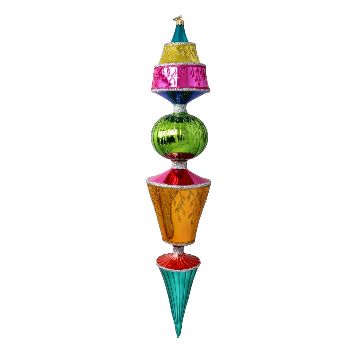 Ruby Azure Solstice | Hand-Painted Glass Ornament | Blubom 2026-147