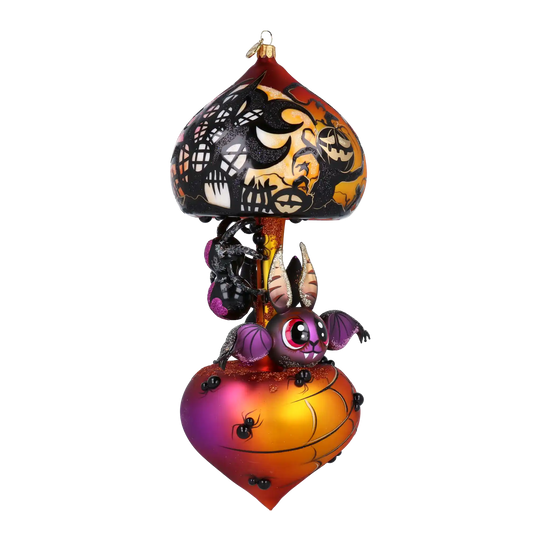 Midnight Bat Carousel Halloween  Spider Carousel Handmade Glass Christmas ornament