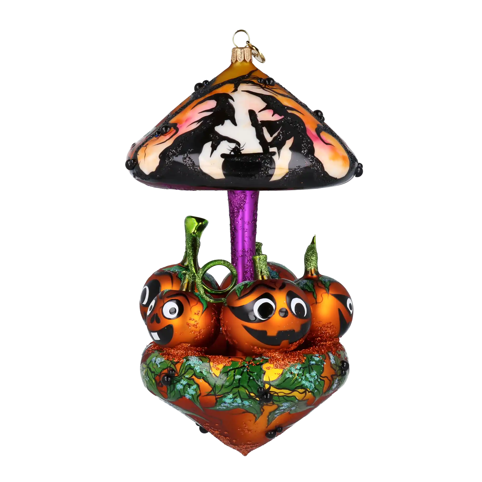 Pumpkin Carousel Whirling Pumpkin Parade Halloween Handmade Glass Christmas ornament