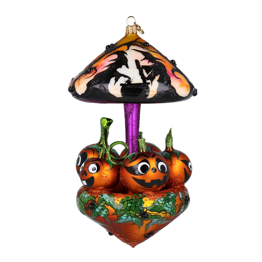 Pumpkin Carousel Whirling Pumpkin Parade Halloween Handmade Glass Christmas ornament