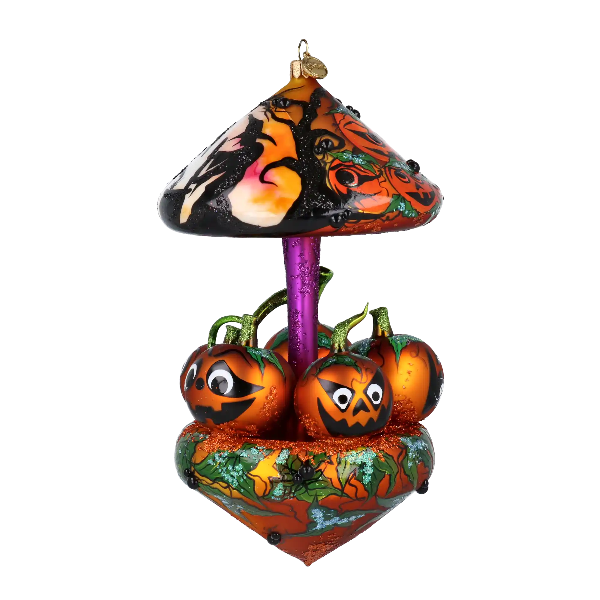 Pumpkin Carousel Whirling Pumpkin Parade Halloween Handmade Glass Christmas ornament
