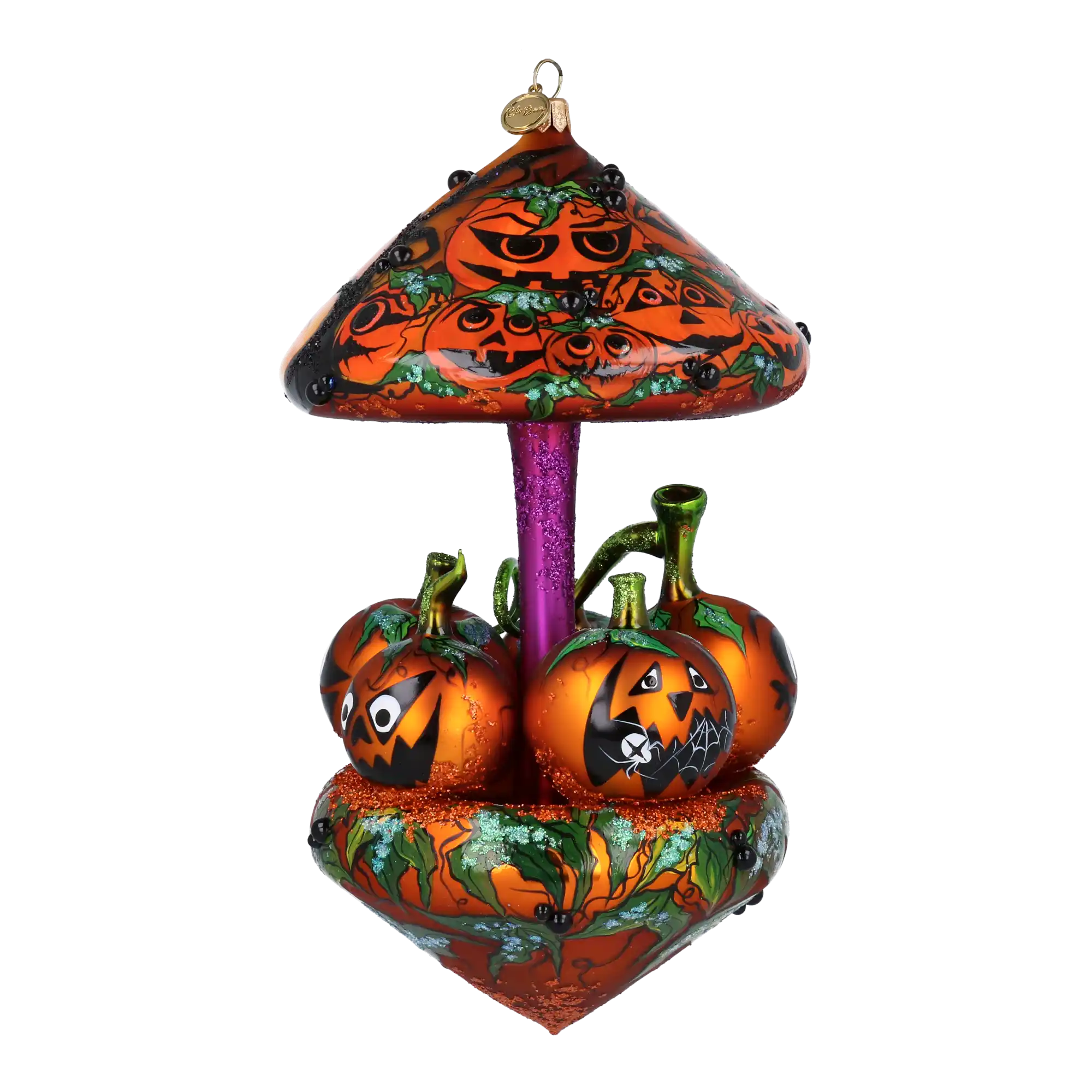 Pumpkin Carousel Whirling Pumpkin Parade Halloween Handmade Glass Christmas ornament