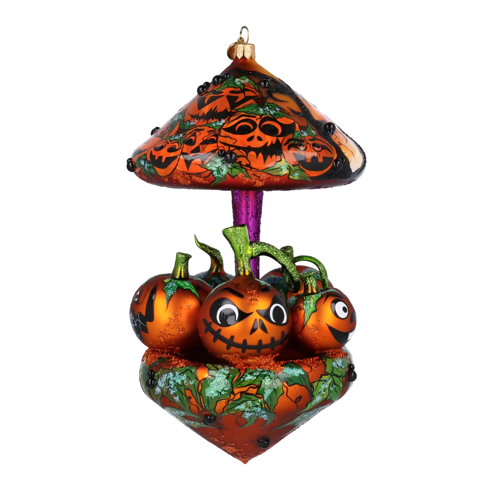 Pumpkin Carousel Whirling Pumpkin Parade Halloween Handmade Glass Christmas ornament