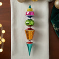 Ruby Azure Solstice | Hand-Painted Glass Ornament | Blubom 2026-147