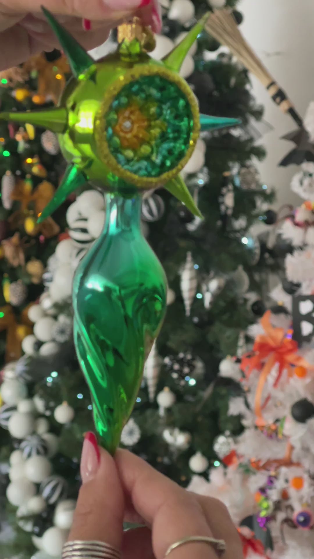 Verdant Zenith | Hand-Painted Glass Ornament | Blubom 2026-079