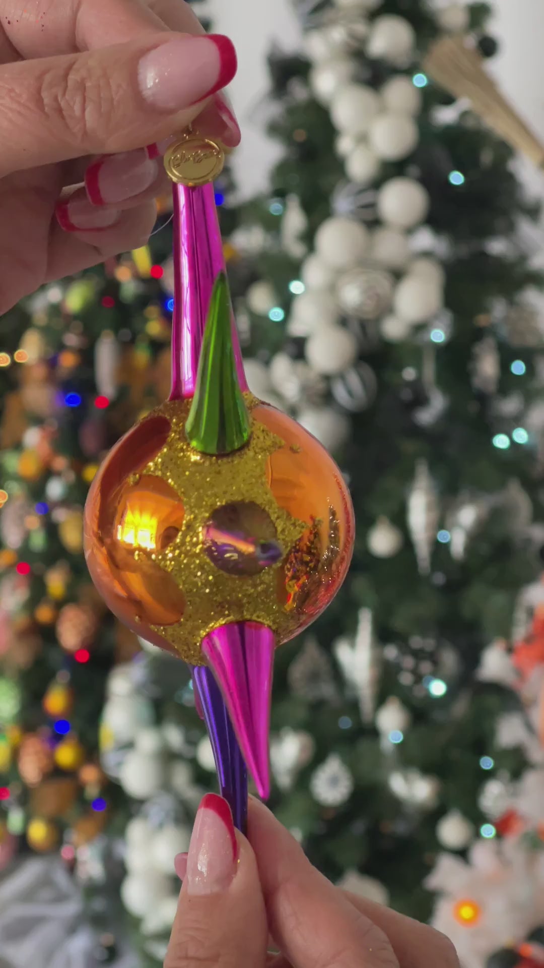 Amber Zenith Pulse | Hand-Painted Glass Ornament | Blubom 2026-072