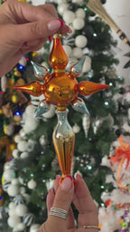Amber Meridian | Hand-Painted Glass Ornament | Blubom 2026-097