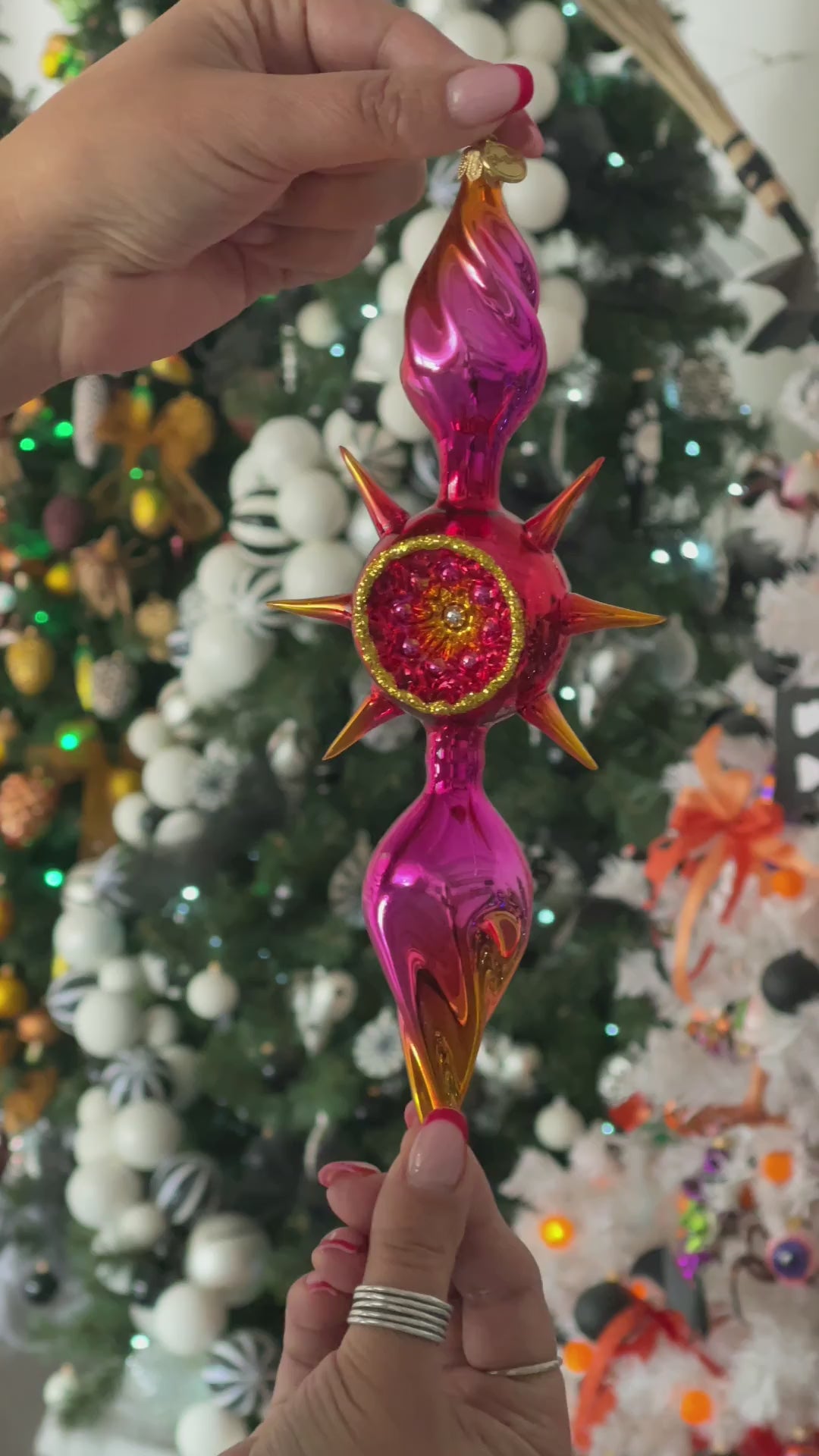 Magenta Solstice Zenith | Hand-Painted Glass Ornament | Blubom 2026-080