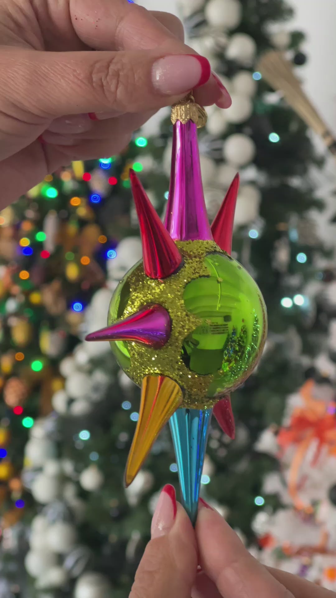 Vivid Zenith Flare | Hand-Painted Glass Ornament | Blubom 2026-071