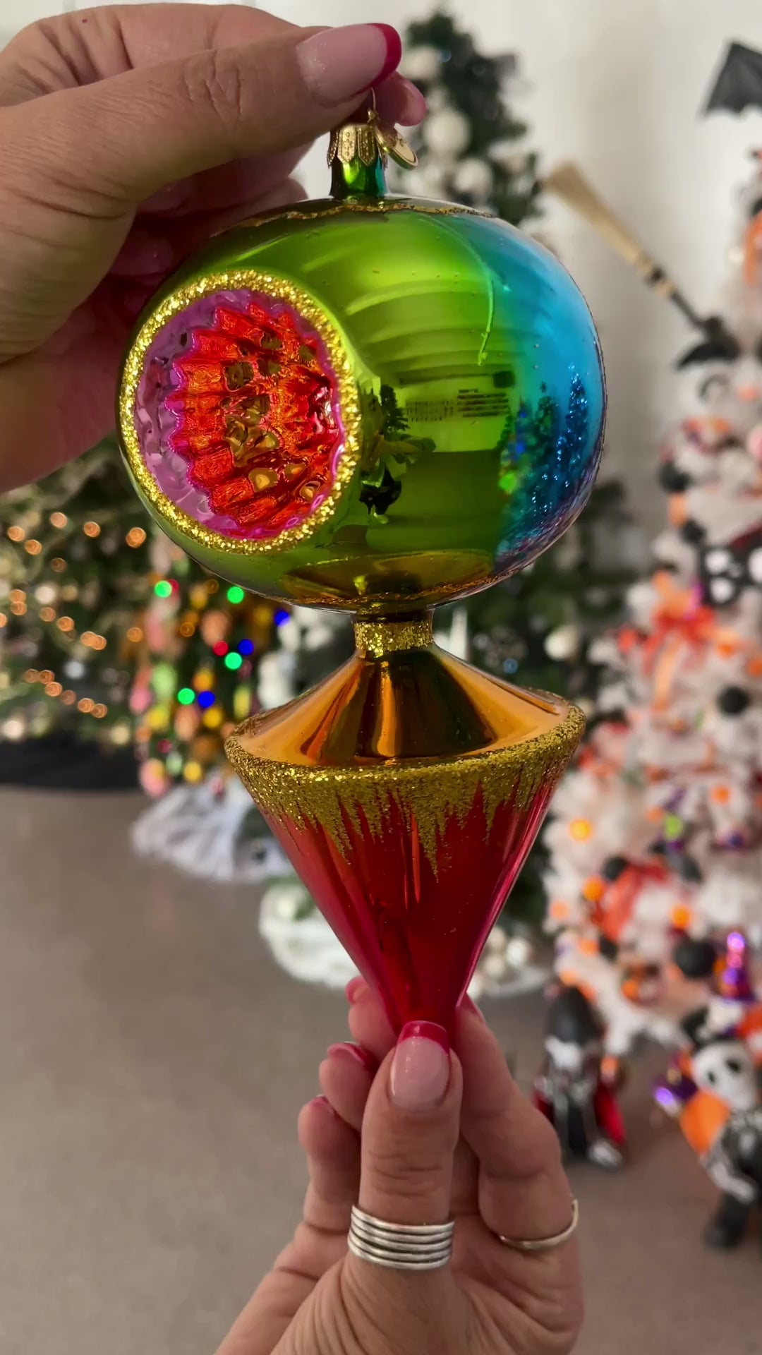 Gilded Equinox | Hand-Painted Glass Ornament | Blubom 2026-105
