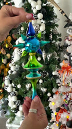 Boreal Azure Pulse | Hand-Painted Glass Ornament | Blubom 2026-099