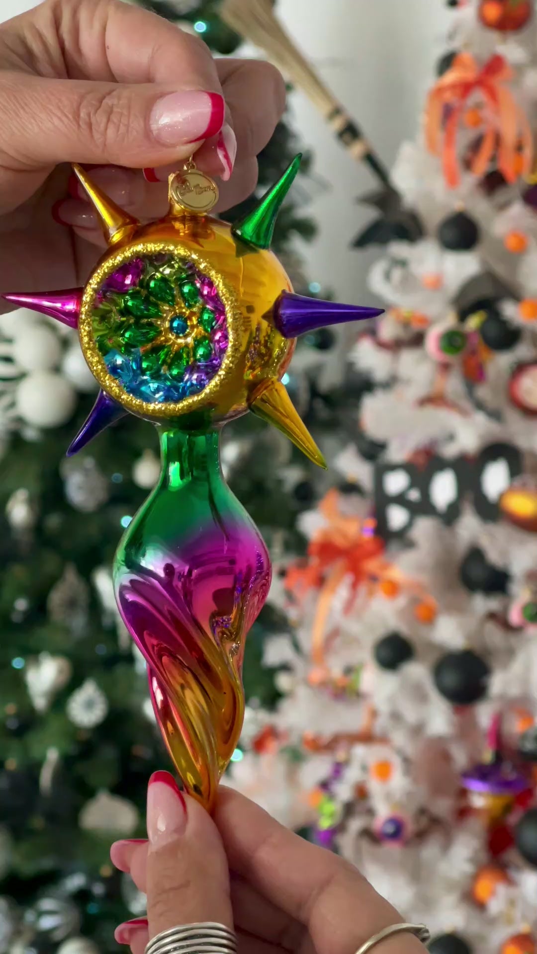 Vivid Midnight Zenith | Hand-Painted Glass Ornament | Blubom 2026-078