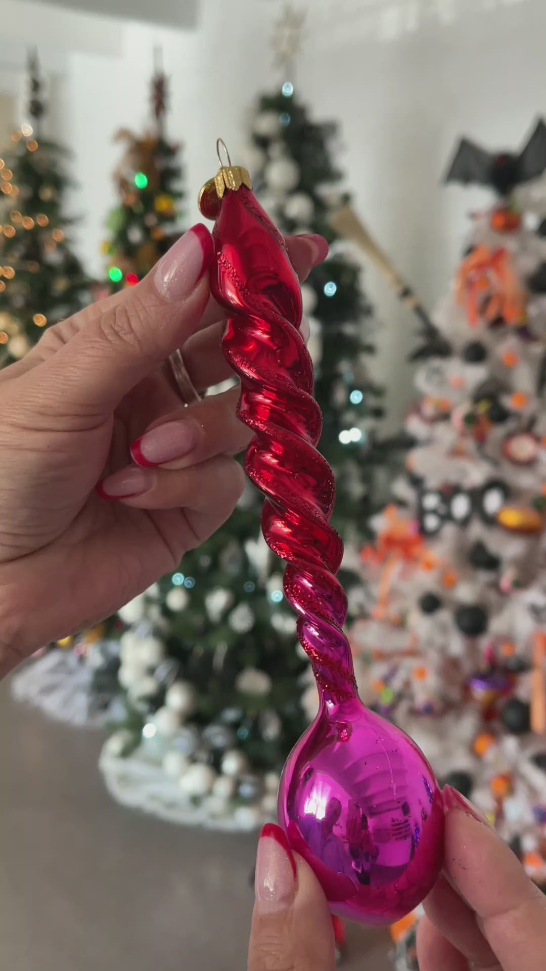 Ruby Cadence | Hand-Painted Glass Ornament | Blubom 2026-144