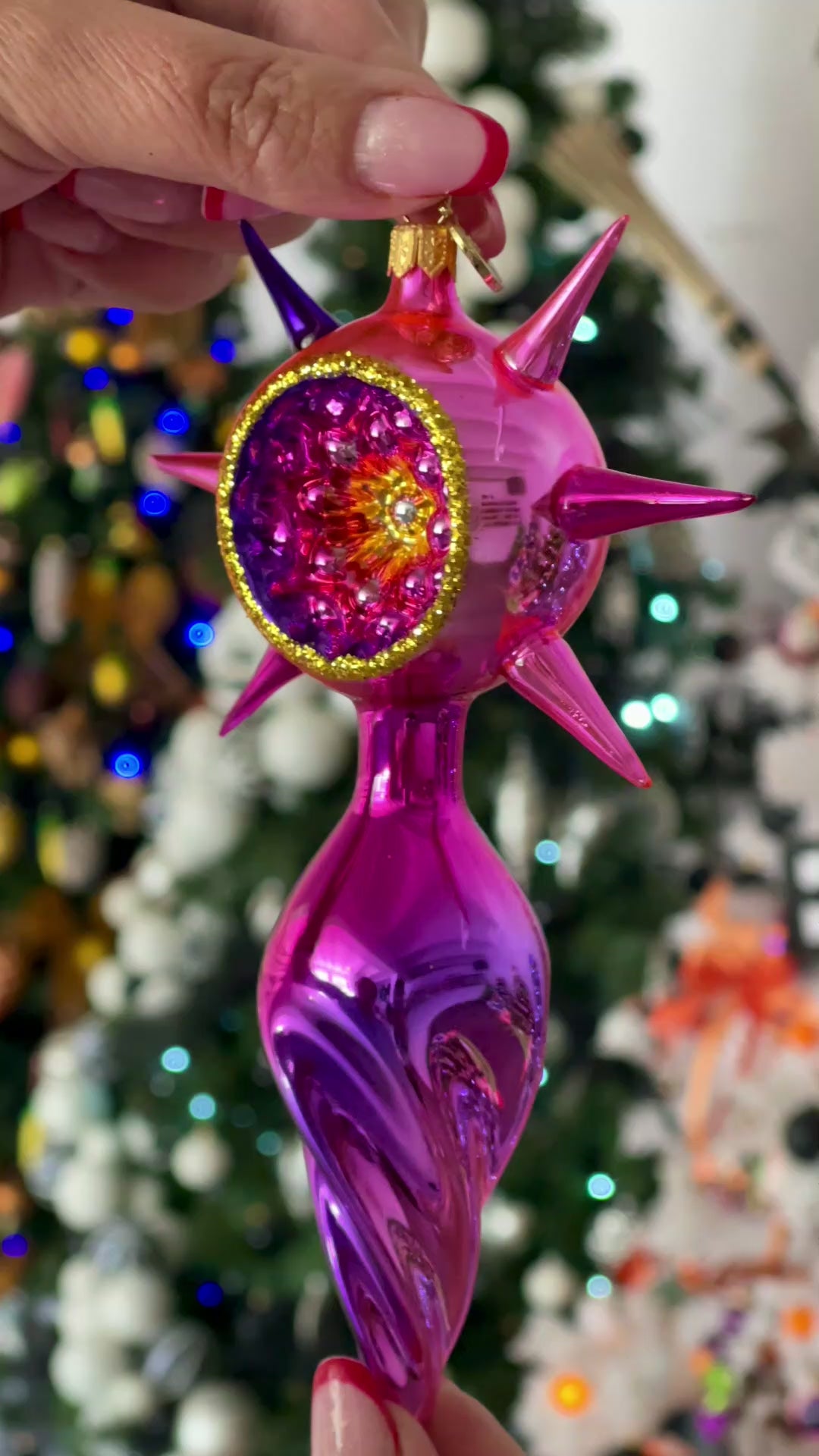Orchid Solstice | Hand-Painted Glass Ornament | Blubom 2026-076