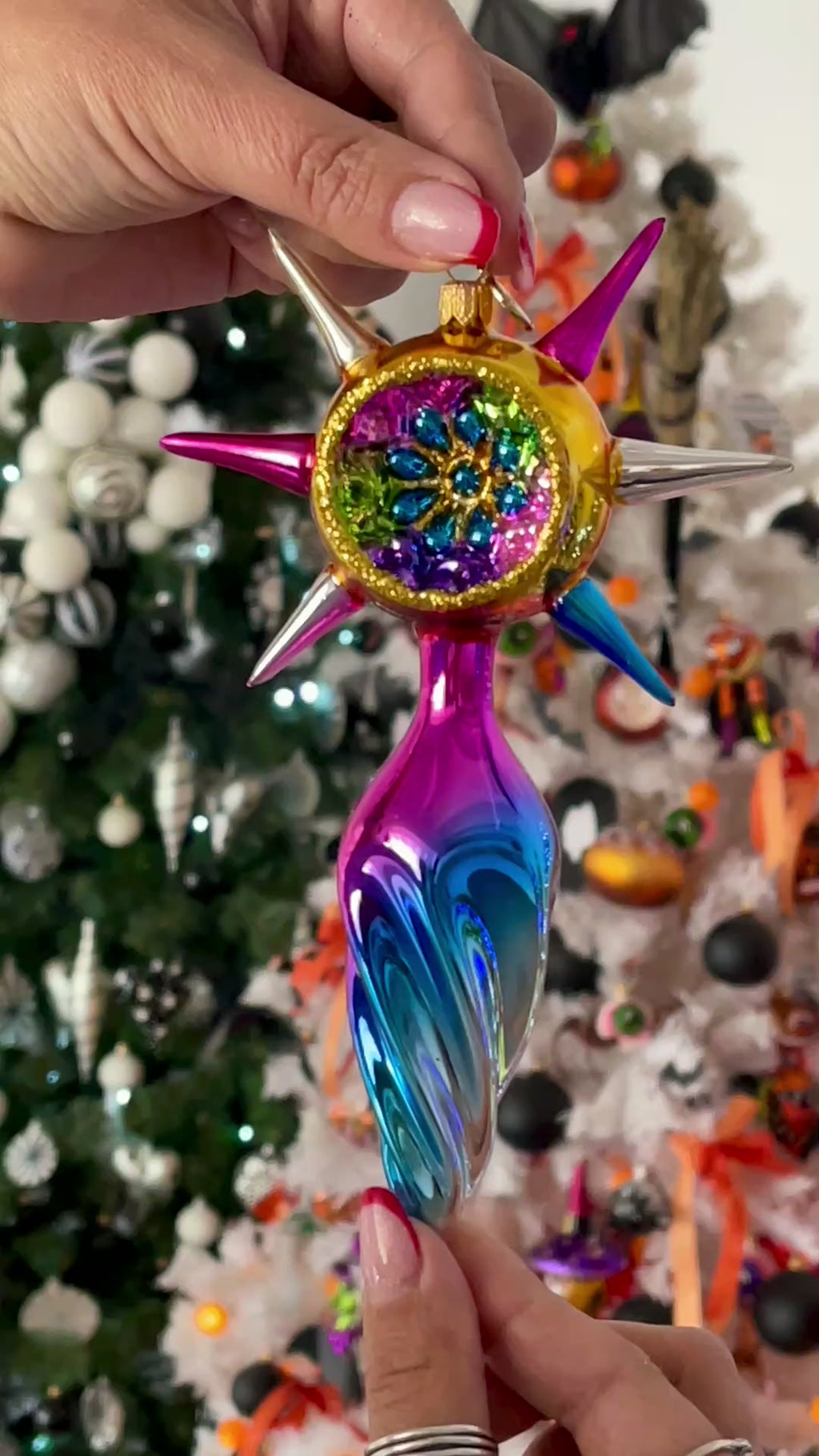 Electric Zenith Flow | Hand-Painted Glass Ornament | Blubom 2026-077
