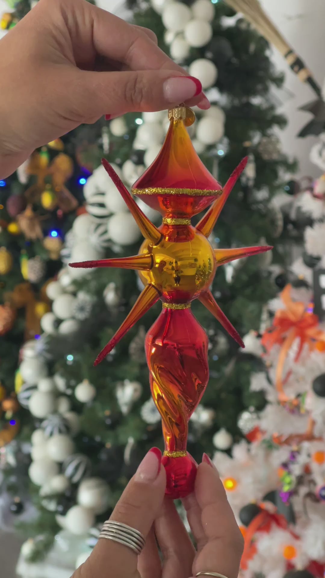 Gilded Ember Zenith | Hand-Painted Glass Ornament | Blubom 2026-086