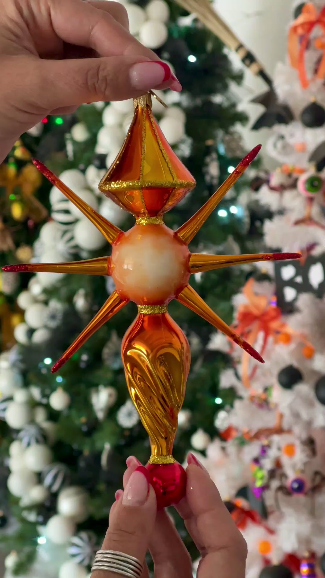 Saffron Zenith Pulse | Hand-Painted Glass Ornament | Blubom 2026-090