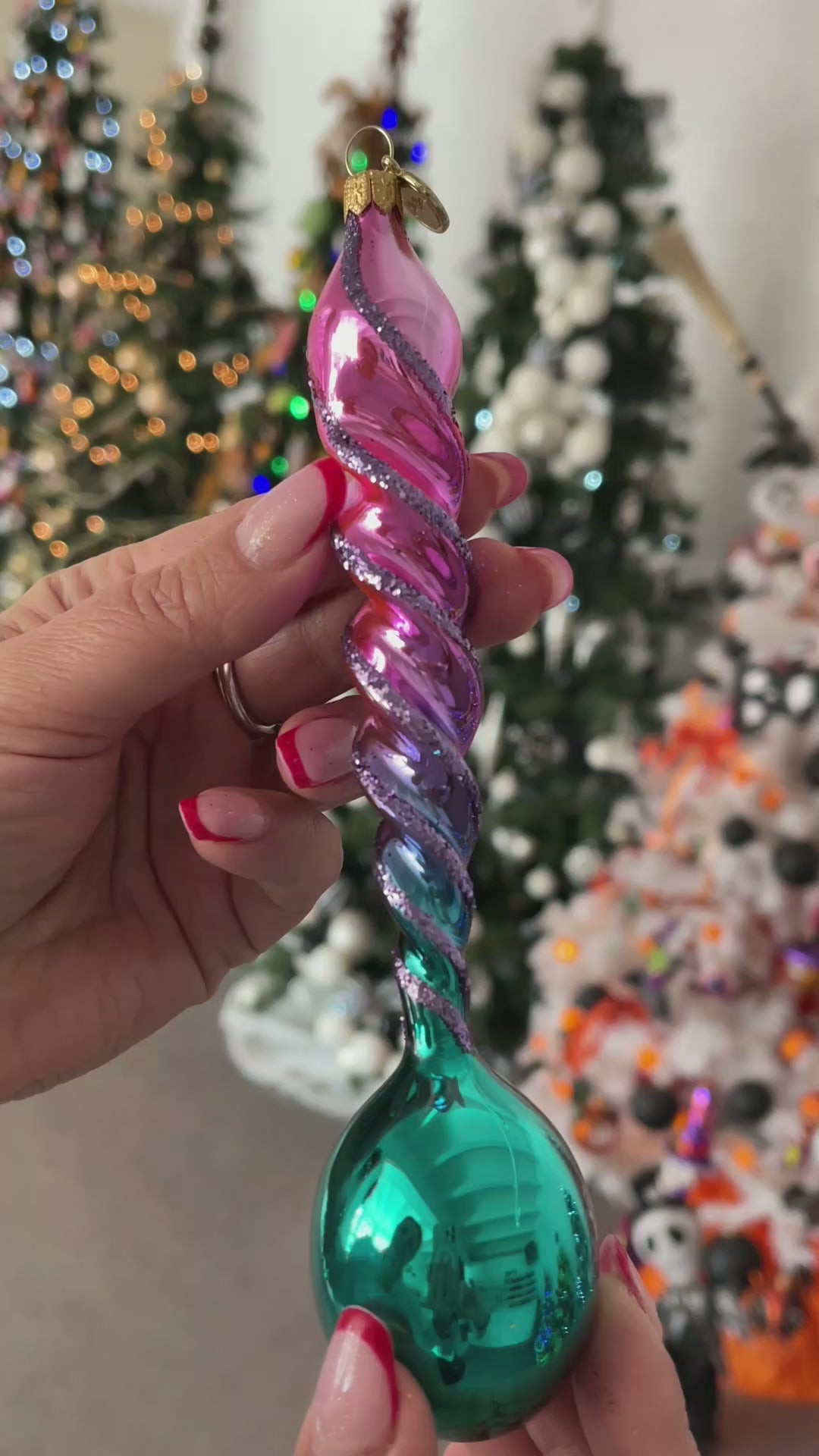 Amethyst Tide Rhythm | Hand-Painted Glass Ornament | Blubom 2026-141