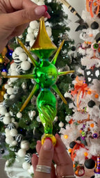 Emerald Solar Meridian | Hand-Painted Glass Ornament | Blubom 2026-091