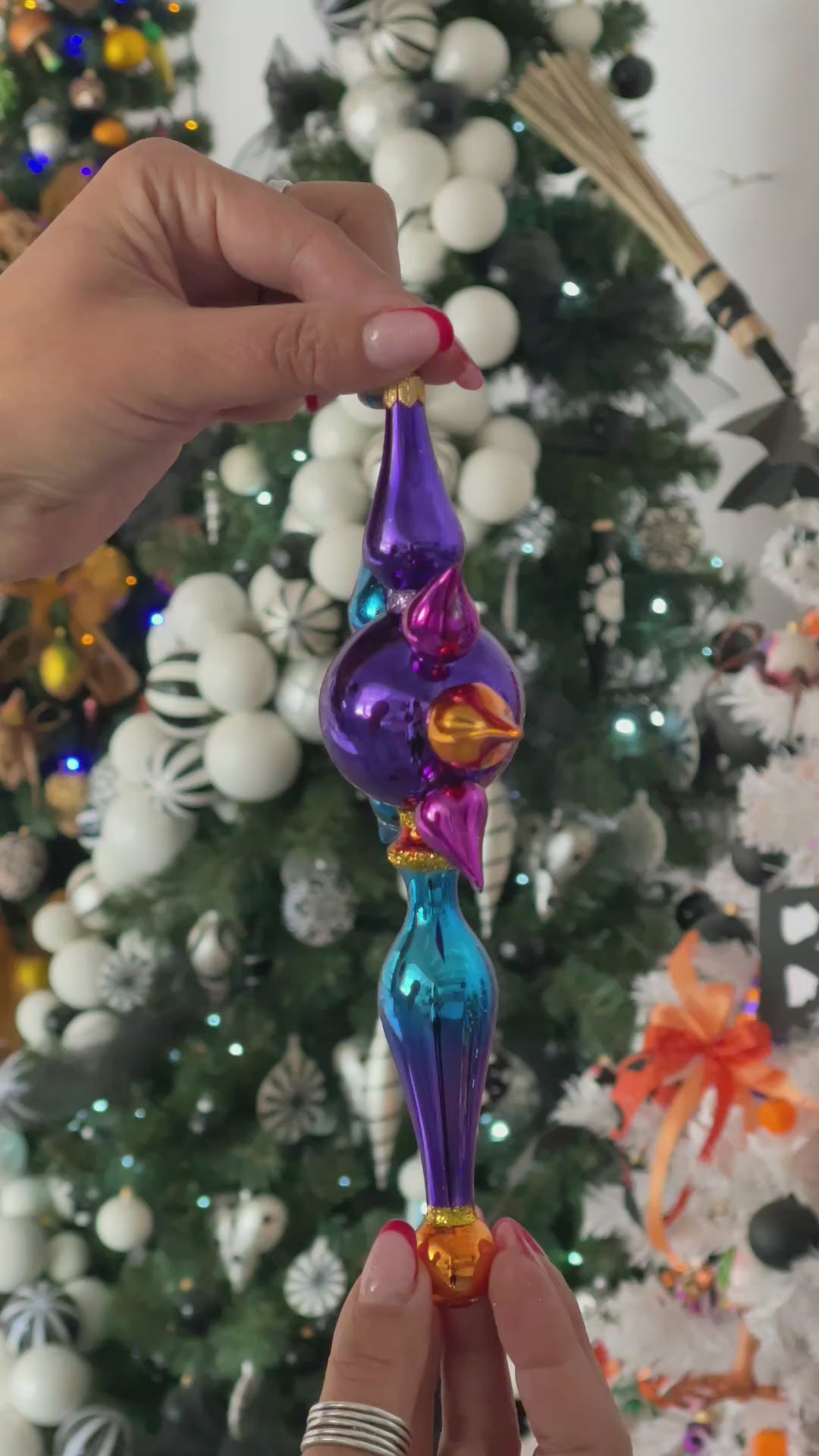 Indigo Zenith Pulse | Hand-Painted Glass Ornament | Blubom 2026-092